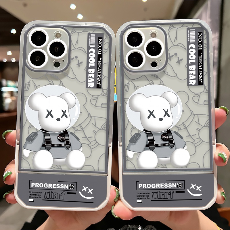 Casing IPhone 13 Pro XR X XS Max 6 6s 7 8 Plus 11 12 Pro Transparan Shockproof Motif Beruang Lucu