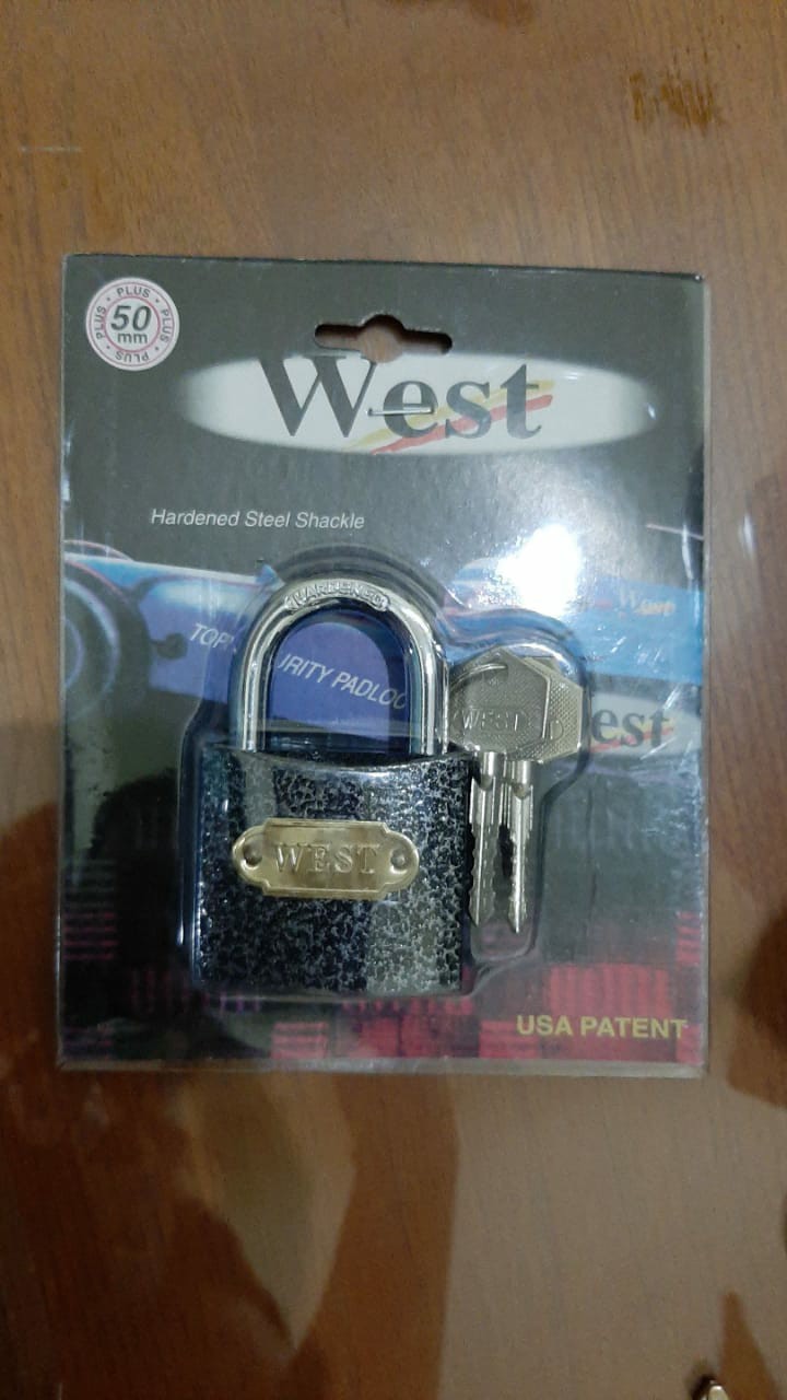 Gembok Hitam West Leher Pendek 50 Mm (short) / Gembok Rumah Pagar Gudang