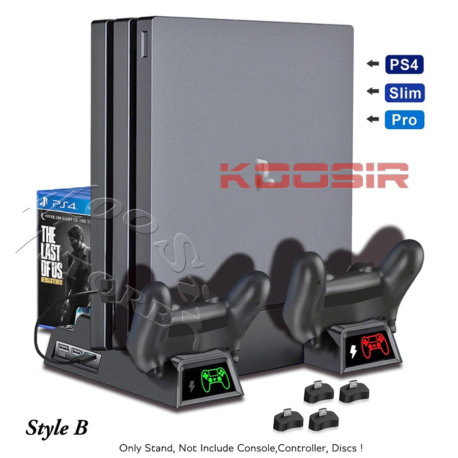 Docking Vertical Cooling System PS4 with 2 Gamepad Controller Charging Base - TP4-19076 - Black