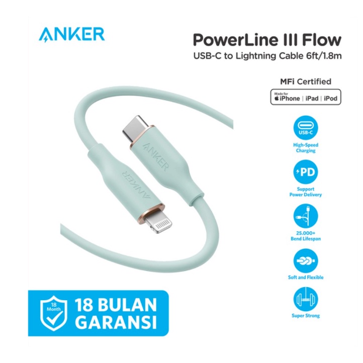 Anker Kabel Charger Anker Powerline III Flow Type C to Lightning 6ft - A8663