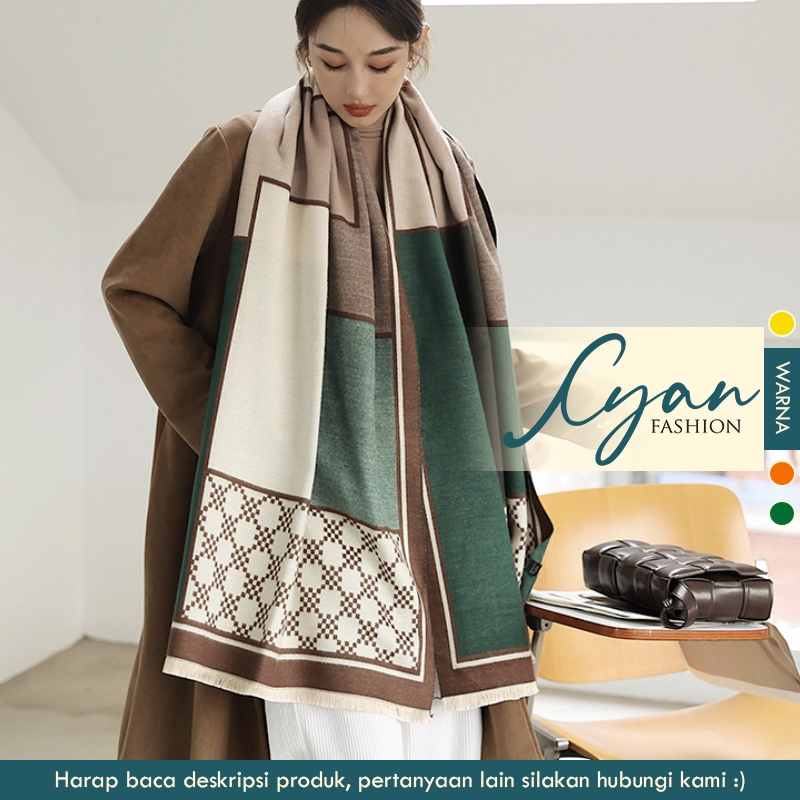 Syal &quot;Nora&quot; 65 x 185 Motif Anggun, mewah Bahan High Grade Cashmere Immitation