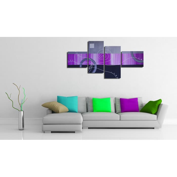 UKURAN BESAR - Lukisan Abstrak Ungu Modern