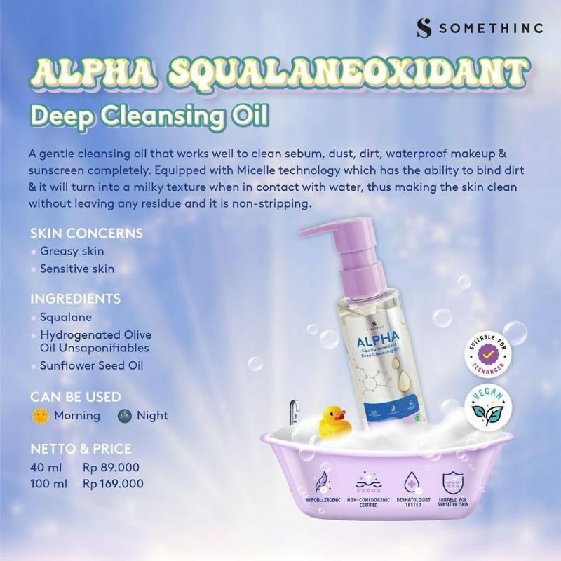 SOMETHINC Reset Gentle Micellar Cleansing Water Alpha Squalaneoxidant Deep Cleansing Oil