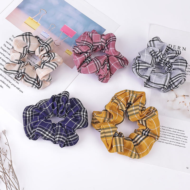 SALE!! VS - Scrunchie Rambut / Ikat Rambut Elastis Motif Kotak-Kotak Gaya Korea Untuk Wanita AR-20