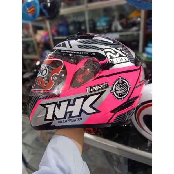 HELM  NHK  RX9  SE   RACER X   PINK  FLUO  SILVER