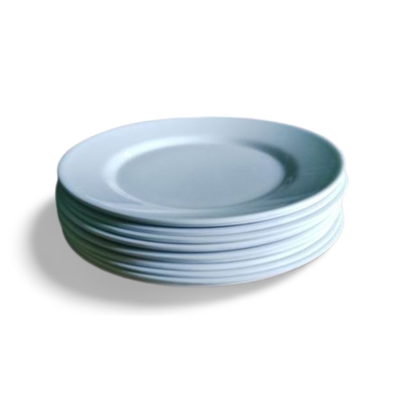 1 LUSIN PIRING MELAMIN SINGASINGI CEPER 10 INCH [ 26CM ] PUTIH POLOS BULAT