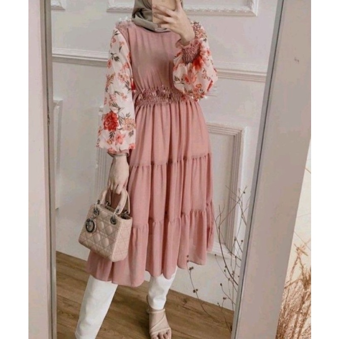 PROMO ONE SET FINA  / ONE SET  STANDART JUMBO / ONE SET - RAYON - ZAZA  / LD 100/105/110/115/120 CM  DAILY  TUNIK WANITA SET MOSCREPRE PREMIUM-SYFA DUSTY SET