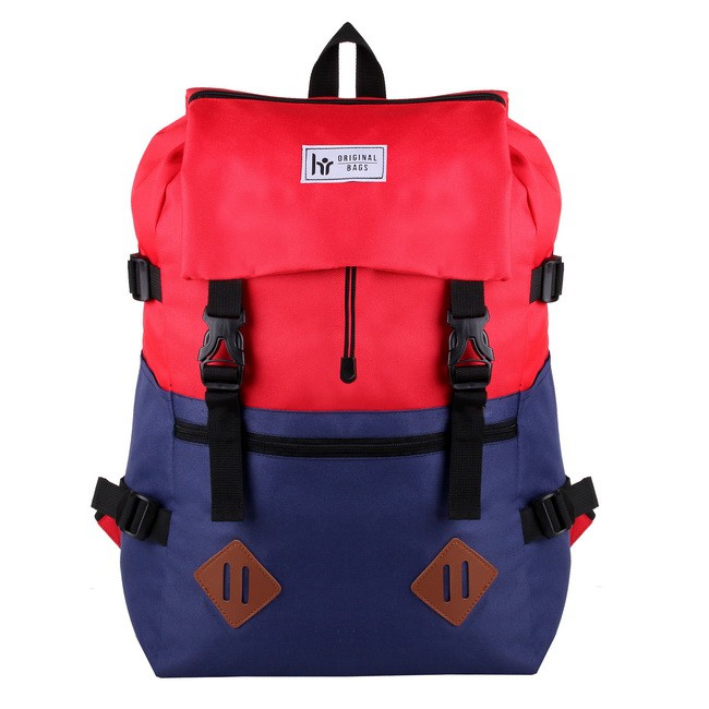 Tas Ransel Cowok / Tas Kuliah / Tas Distro HR Bag [RED + NAVY]