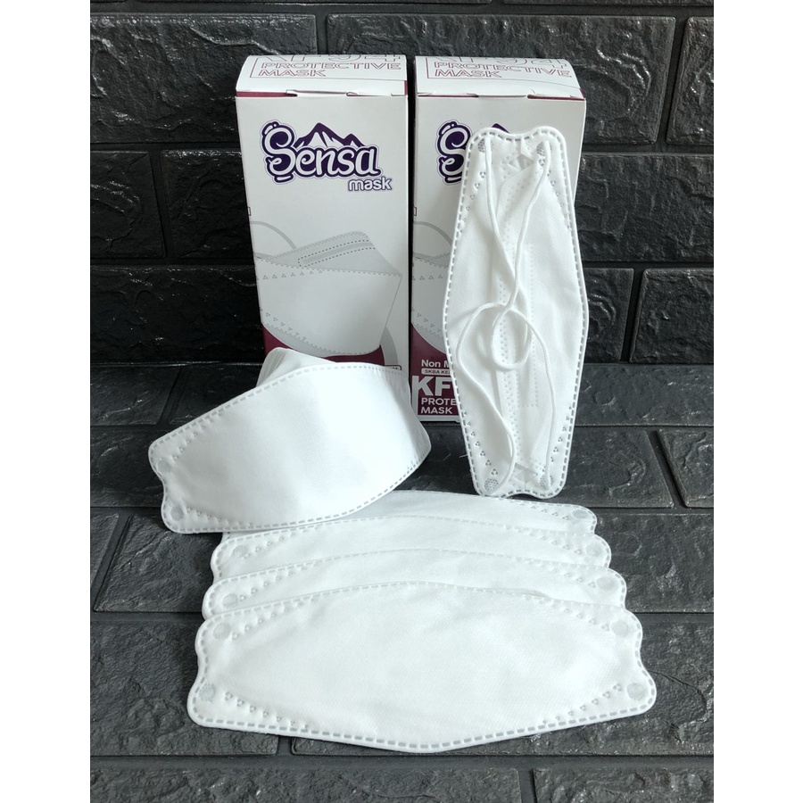 Masker Kf94 Hijab  Warna Putih 4Ply Super Premium MEREK [ S E N S A ] 100% ORIGINAL 1BOX Isi 20PCS