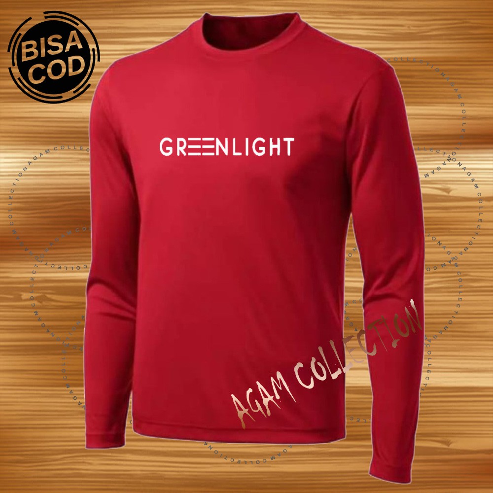 Agam Collection Baju Kaos Distro Greenlight Long  Text Putih Lengan Panjang Premium Quality