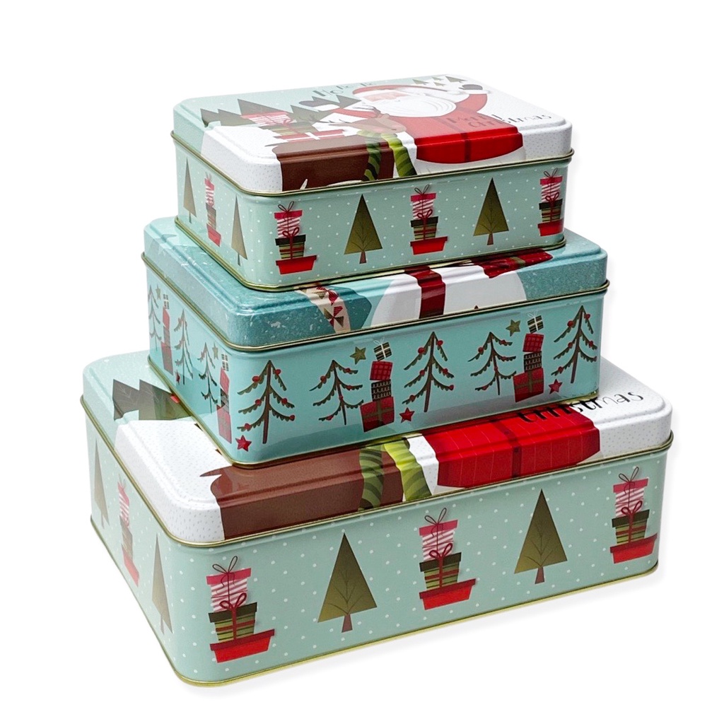 

W! Accessories Kotak Kaleng / Tin Box Natal Set Santa Snowman 63321001
