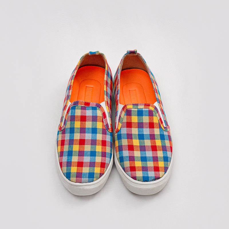 morningbell - sepatu wanita sneakers slip on rainbow