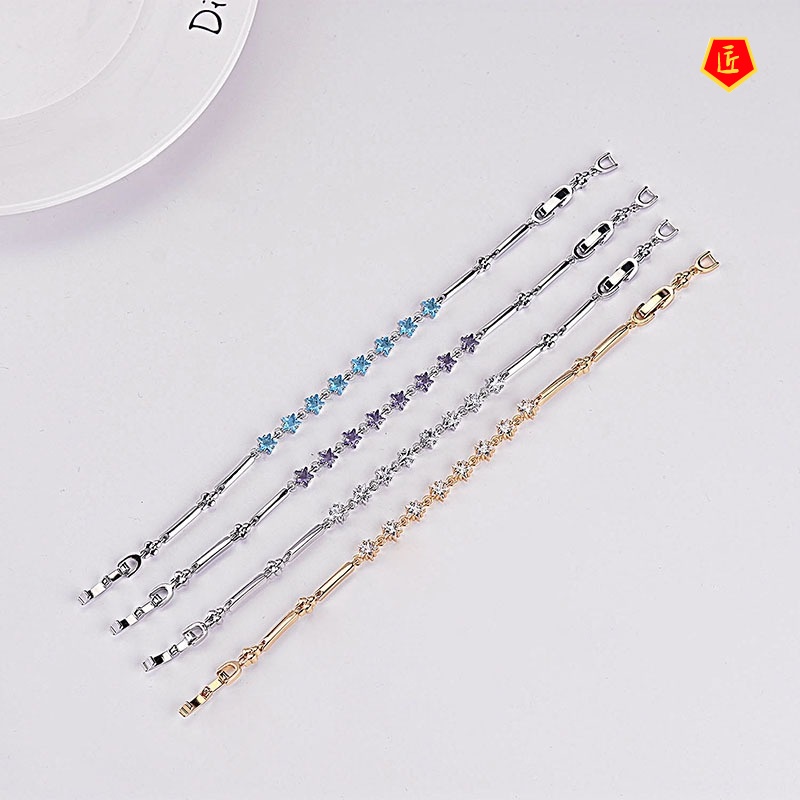 [Ready Stock]Women's S925 Silver Flower Bracelet Fashion Elegant