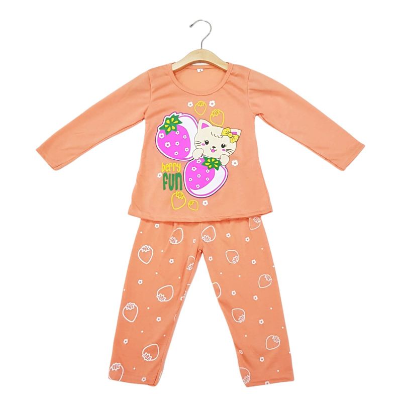 SETELAN SIKUNING PAKAIAN BAJU ANAK PEREMPUAN 2-7 TAHUN MOTIF BERRY FUN LENGAN PANJANG