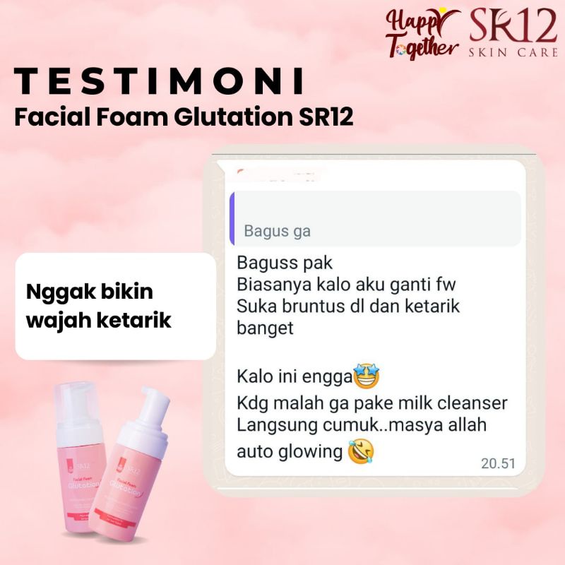 Facial Wash Foam Glutation SR12 With Collagen cleanser pembersih wajah semua jenis kulit plus mencerahkan