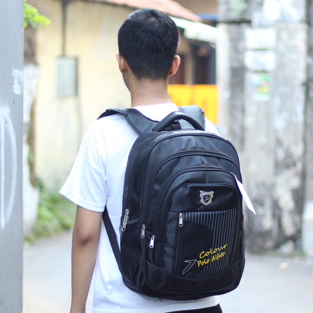 Tas Ransel Murah Alfito Colour Sekolah SMP SMA Kuliah Kerja Backpack Laptop Fashionable Tebal Kuat