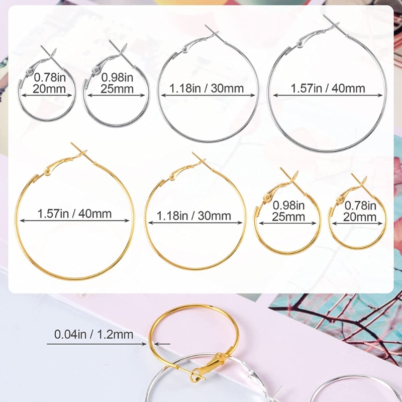 96pcs Anting Hoops Bentuk Bulat Bahan Alloy Hypoallergenic