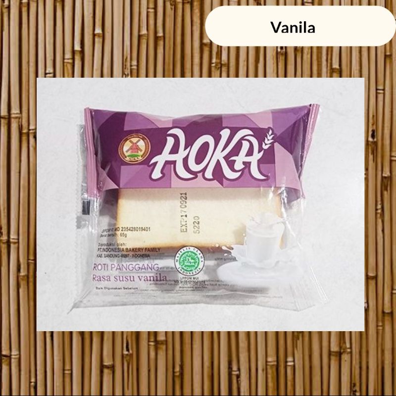 Roti Aoka 60g / Roti Panggang Aoka/ Roti Selai Aoka/ Roti Murah/ Roti Viral-Ak Vanila