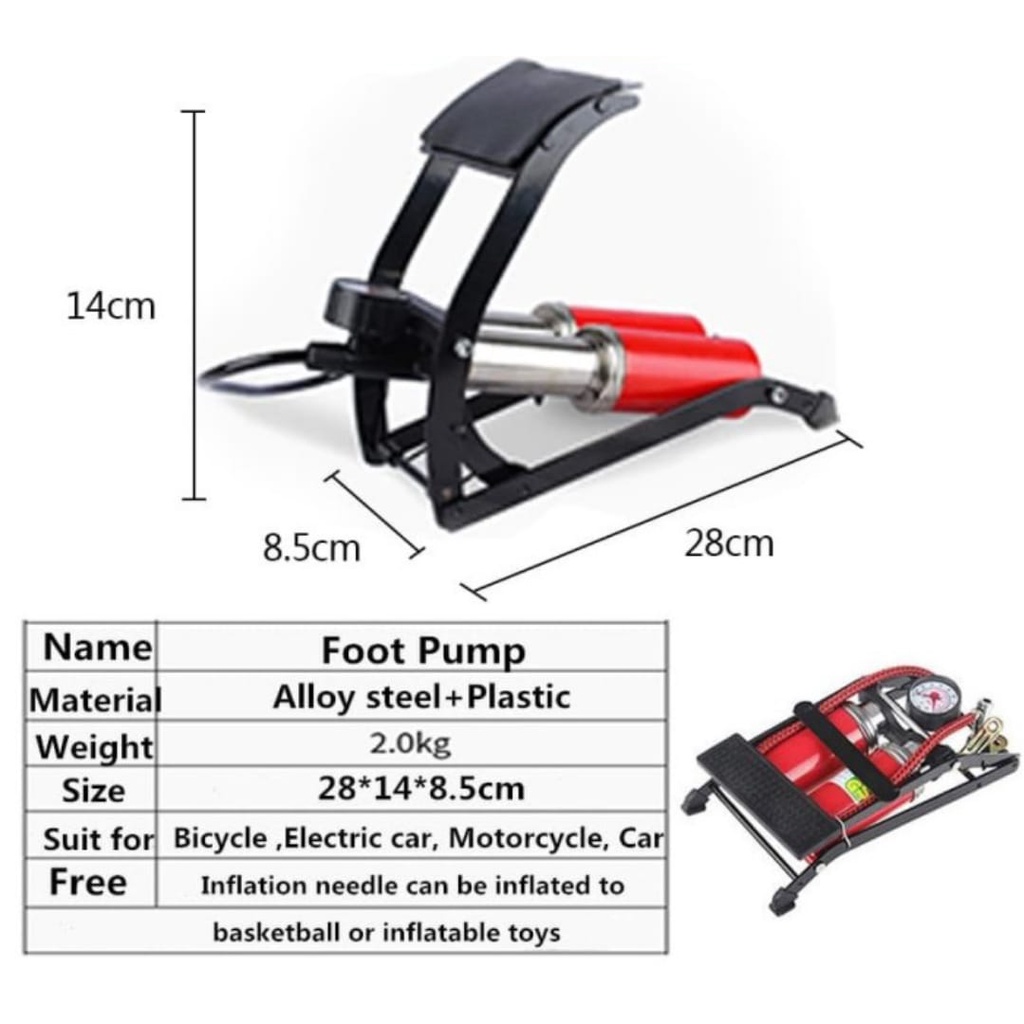 Super RED - Pompa Angin Pompa Injak Kaki Darurat Foot Pump Ban Merah - 1 Tabung