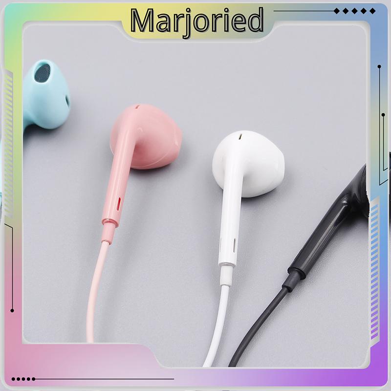 Headset berkabel Kabel Asli Macaron Warna Headphone Berkualitas Baik 3.5mm HIFI Headset Over Ear 1.2mm Earphone-MJD