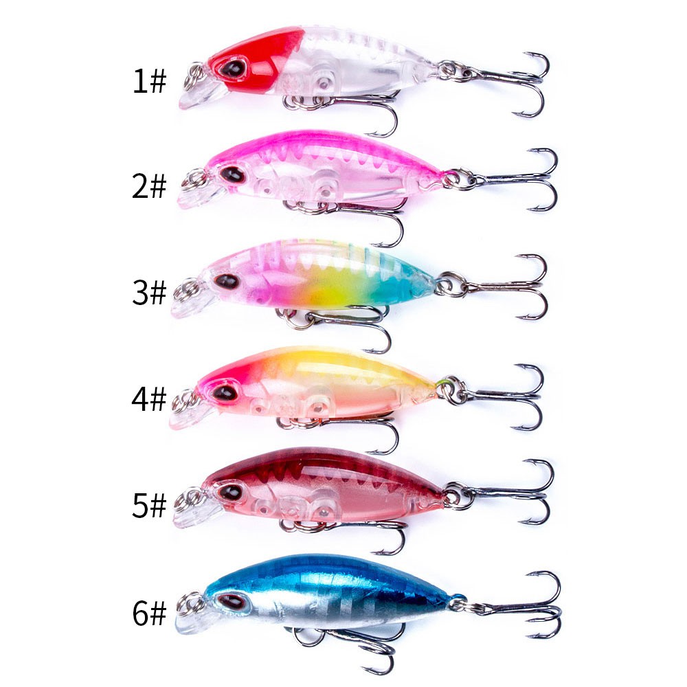 HENGJIA 6pcs 4cm/2g Mini Minnow Crankbait Umpan Pancing Swimbait Slowsinking Ikan Bait Bass Kail