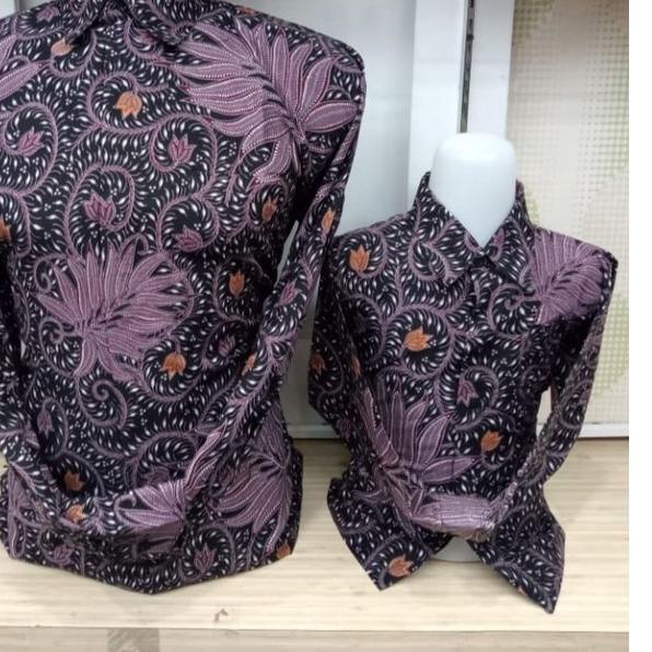 ◌ Grosir Batik Jakarta,couple batik ayah anak warna ungu,lilac,Batik Pria Lengan Panjang Premium,mod
