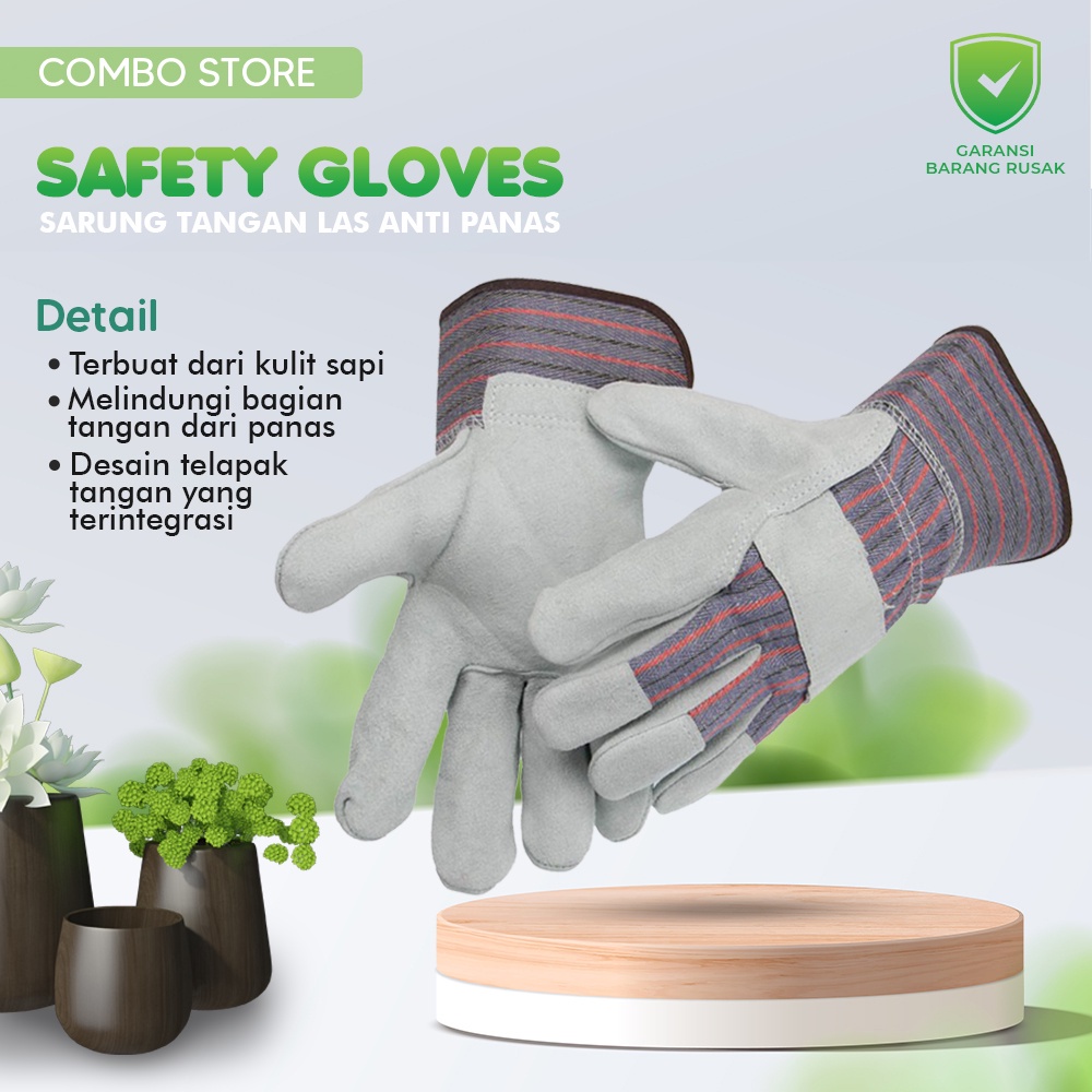 Sarung Tangan Las Murah Pendek Tebal Kombinasi KW Welding Safety Gloves Argon