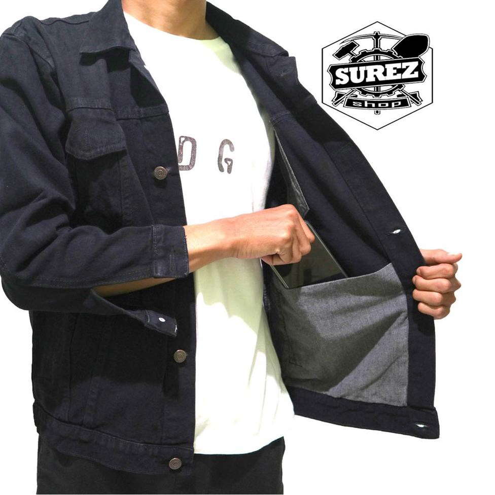 (CODE B0X 24F6Cn) Jaket Jeans Hitam / Jaket Denim Hitam / Jaket Pria Hitam (2pcs-1kg) ☀