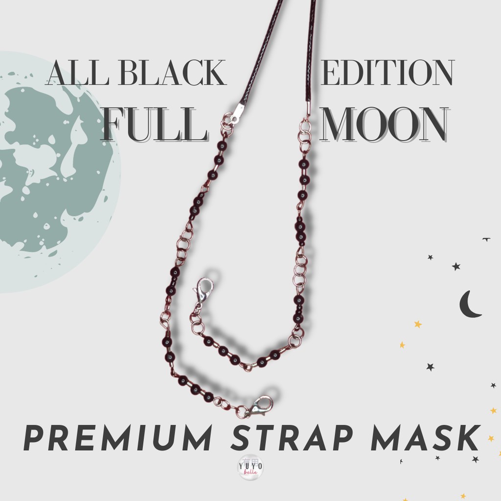 Strap Mask Tali Gantungan Masker Kacamata Premium Pria Wanita Anak Hijab Hitam Fashionable