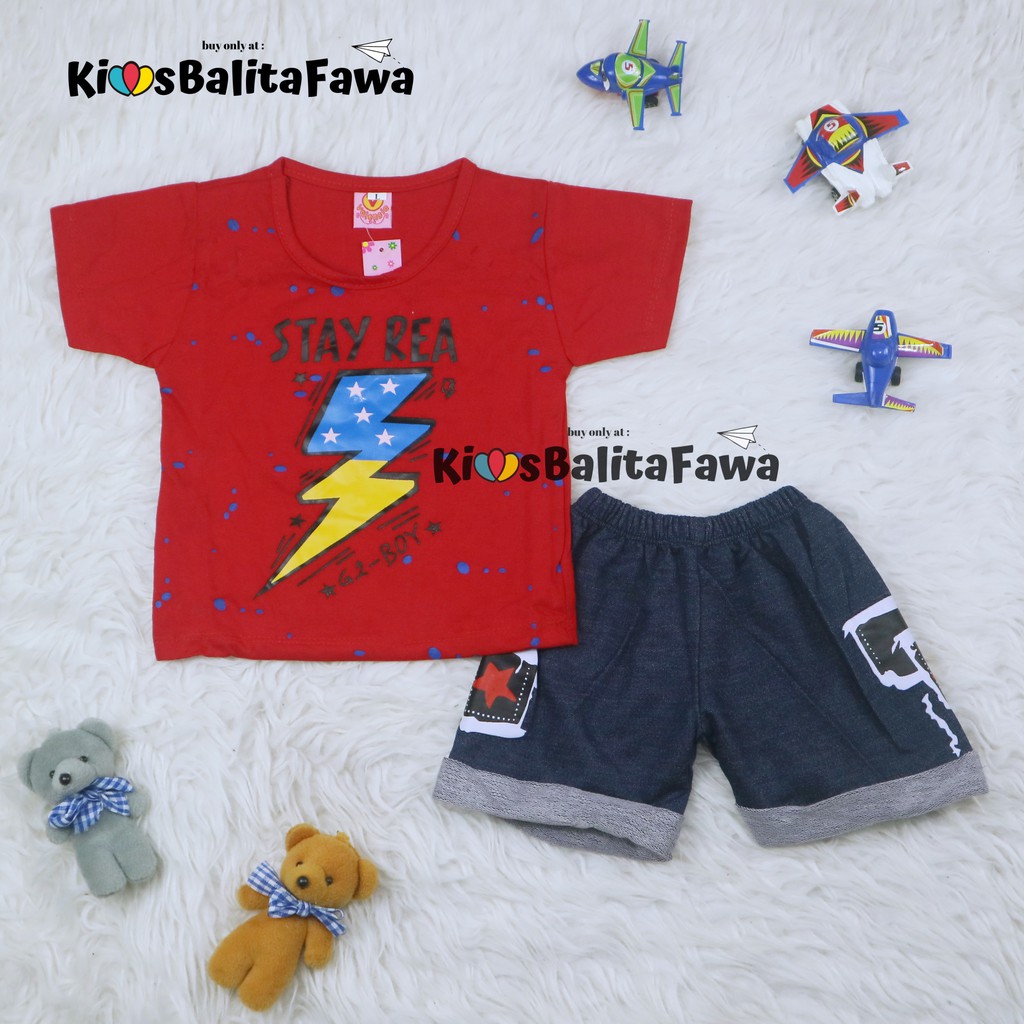 Setelan Devano uk Bayi-3 Tahun / Export Class Set Baby Boy Anak Laki Celana Lengan Bahan Kaos