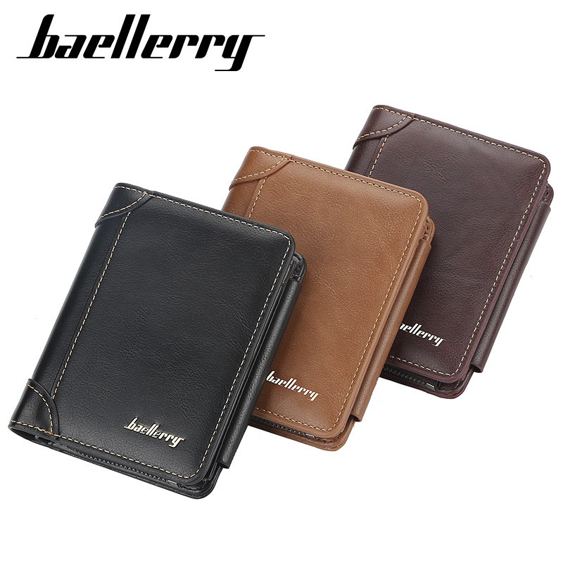 ORIGINAL BAELLERRY DOMPET PRIA WANITA 3 LIPATAN DENGAN TEMPAT KOIN D9159