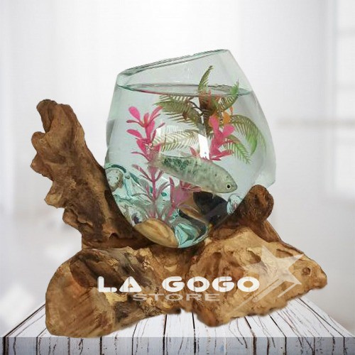 Aquarium bali/akuarium kaca/aquarium seni/aquarium tebal/aquarium tatakan kayu/aquarium ikan cupang