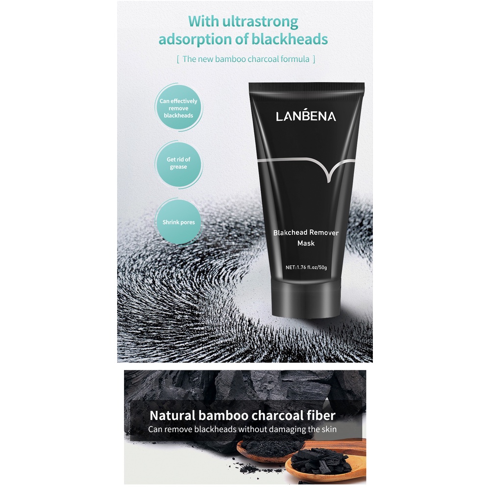 LANBENA Masker Komedo Bamboo Charcoal Blackhead Remover Mask clay mask masker Wajah Hidung - Pembersih Komedo