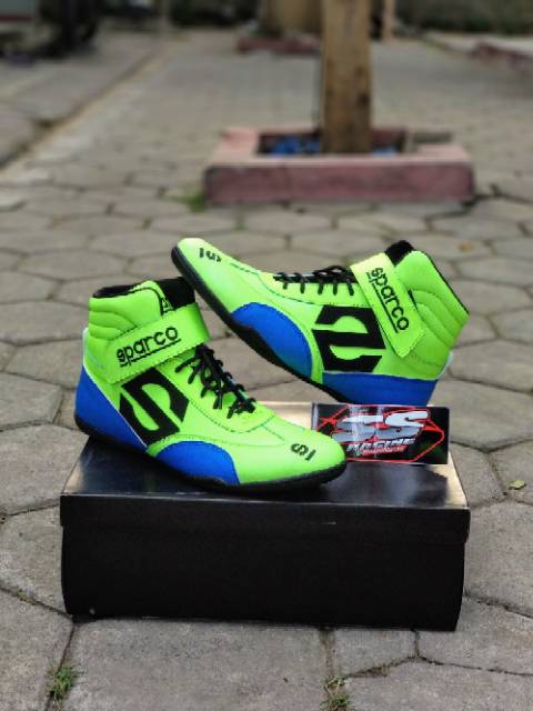 Sepatu drag bike race gokart biker touring casual hitam kulit suede bludru baru murah