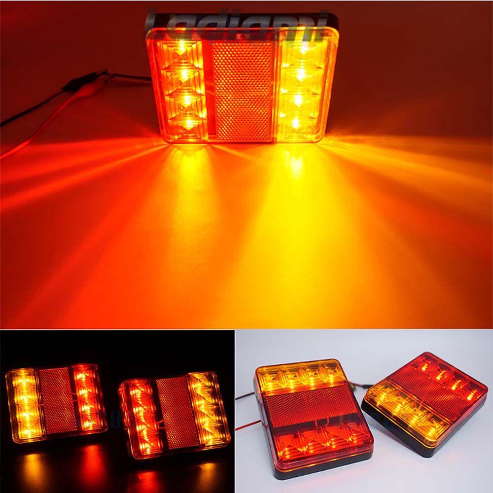 Lanfy Kit Lampu Ekor LED Mobil 8led Trailer Truk Perahu Bagian Belakang Car Lighting Caravans Warning Light Stop Marker Lamp