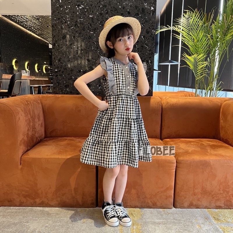 FILOBEE DRESS ANAK PEREMPUAN KOREAN DRESS ANAK PEREMPUAN MOTIF KOTAK KOTAK /GINGHAM