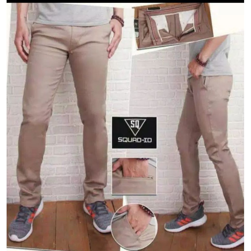 Celana Panjang Chinos/Model Slim fit Merek Squad ID
