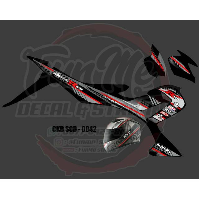 Striping Sticker motor Suzuku Satria FU Design Helm KYT