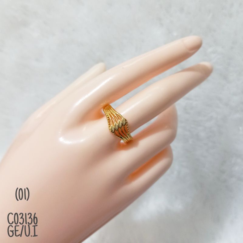 Cincin Fashion Rhodium Warna Gold 24k C03136