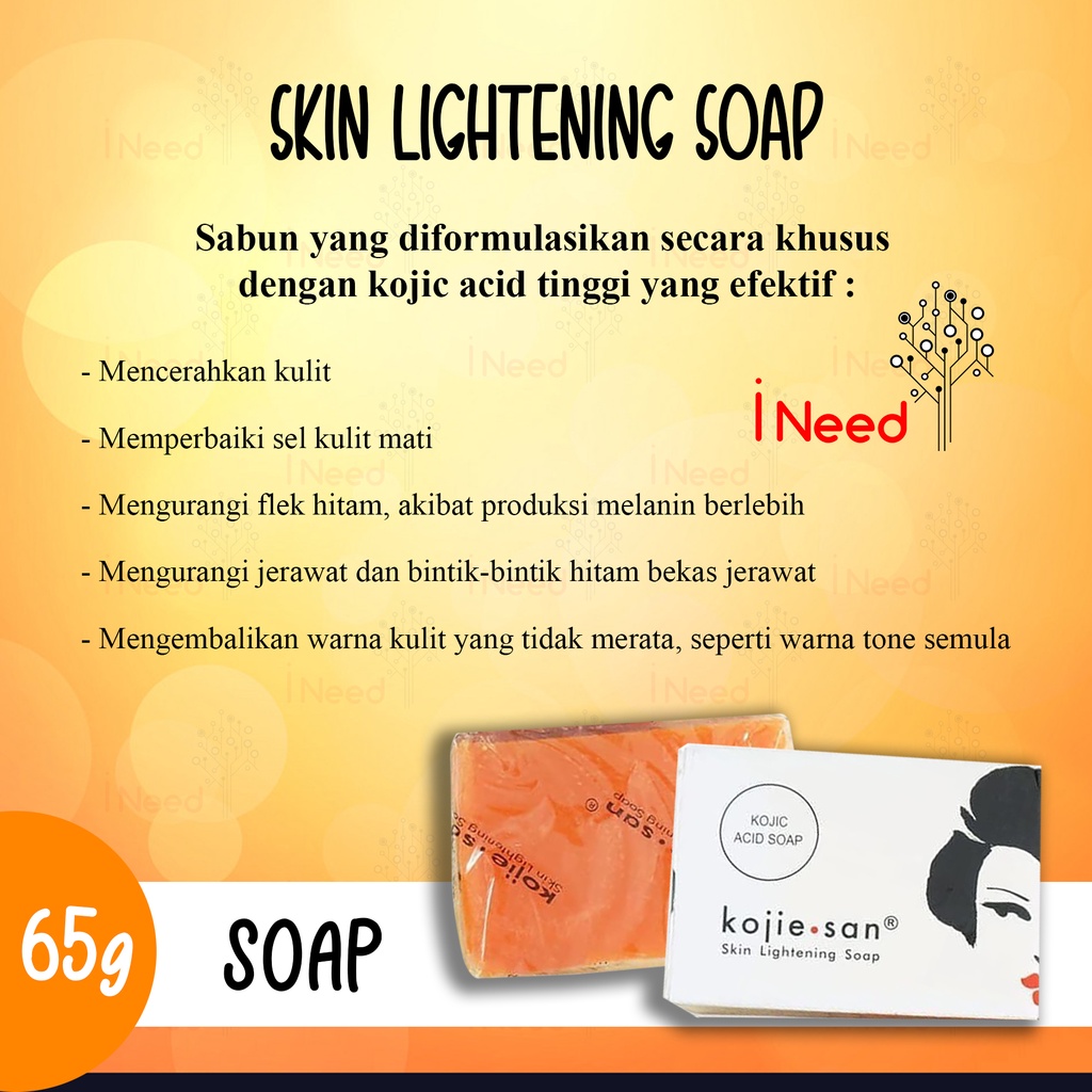 (INEED) { 65 gr } KOJIE SAN Skin Ligtening Soap - KOJIE SAN KOJIC ACID SOAP BPOM