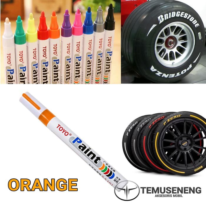 Gold Emas Spidol Ban Warna Roda Mobil Motor Toyo Paint Marker Karet