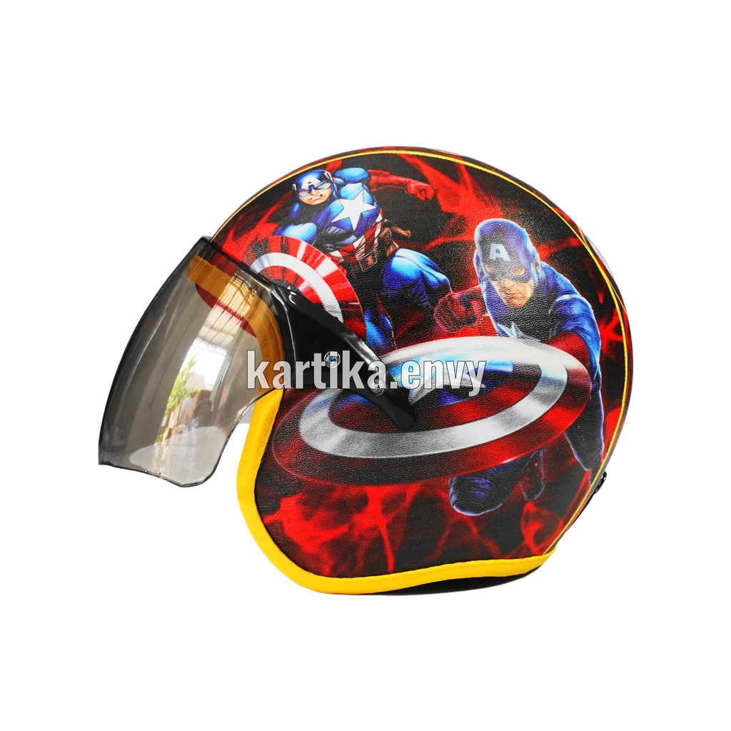 Helm Anak Standart Kaca Half Face Scoopy Original Captain America