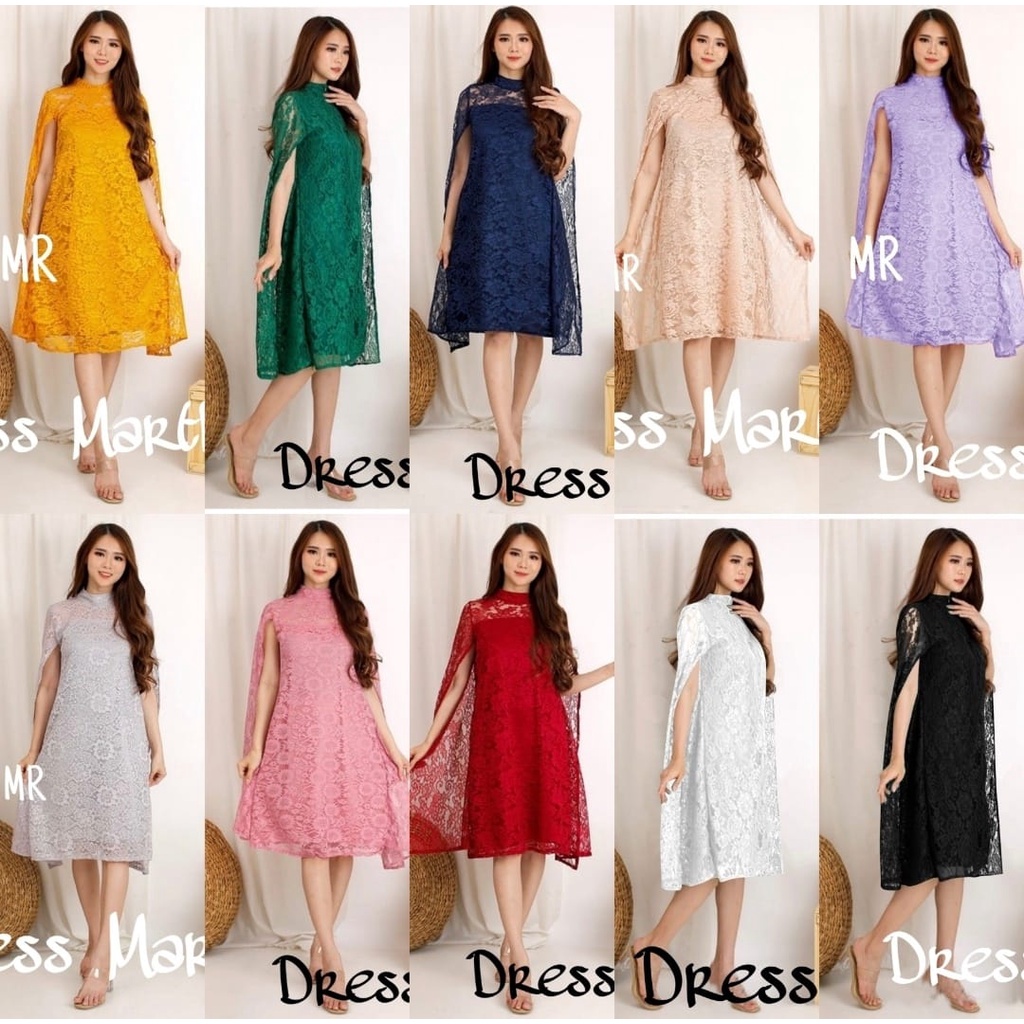 3 UKURAN L XL XXL DRESS MARTHA BRUKAT LAPIS FURING PAKAIAN WANITA MR ADA VIDEO REAL PICT