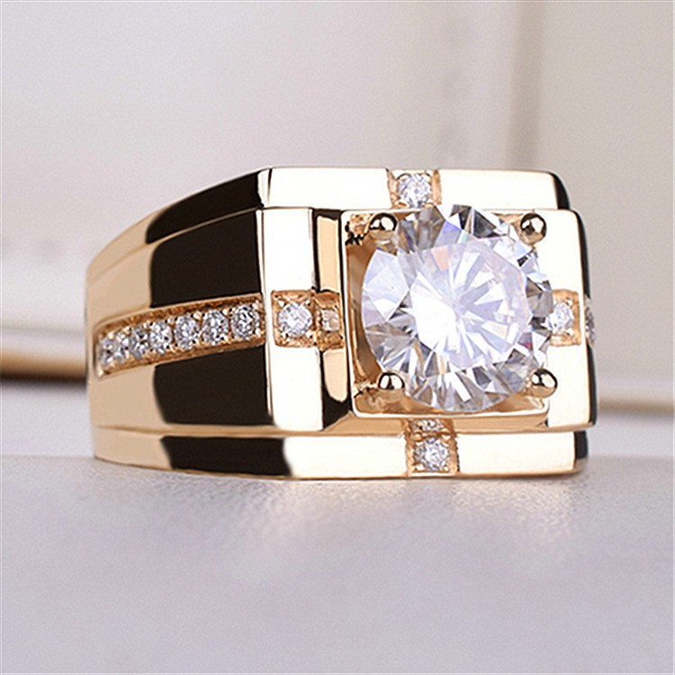 Cincin Tunangan Warna Emas Putih 14K untuk Pria