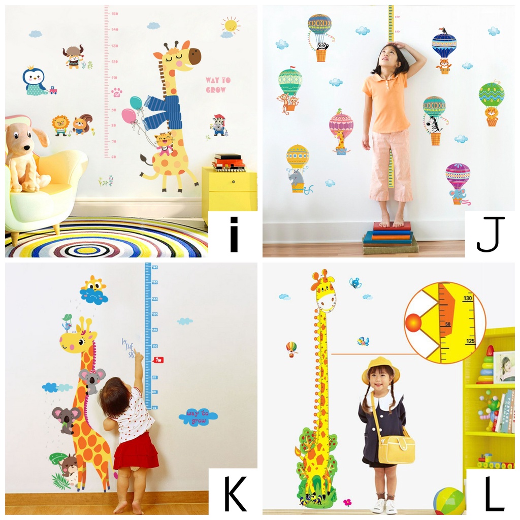 RELIZA WALL STICKER / STIKER DINDING PENGUKUR TINGGI BADAN ANAK HEWAN GROW UP ANIMAL