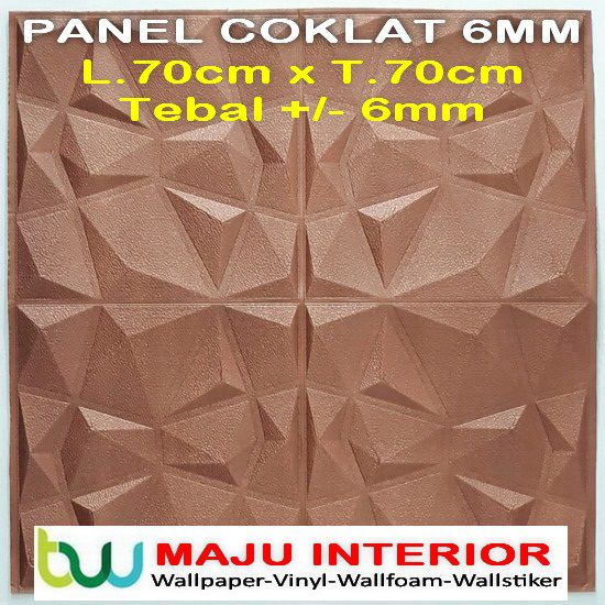 Wallpaper Dinding 3D Foam 70 x 70 cm Motif Batik Stiker-Panel Coklat 6mm