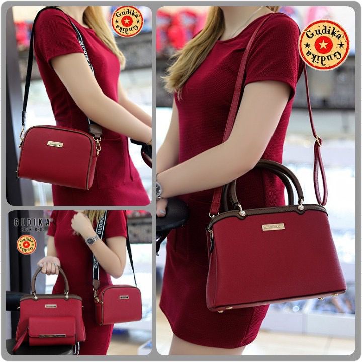 GUDIKA 9027 - Tas Set Dompet & Mini Bag Selempang 3in1 Tas Wanita Kekinian Import Original Terbaru B