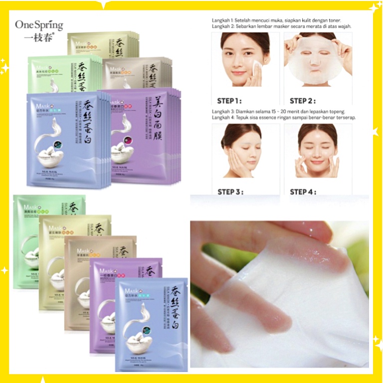 ONE SPRING Silk Mask Facial Sheet 5 Variant Masker Wajah Sheet Mask Sutera Cantik EM011