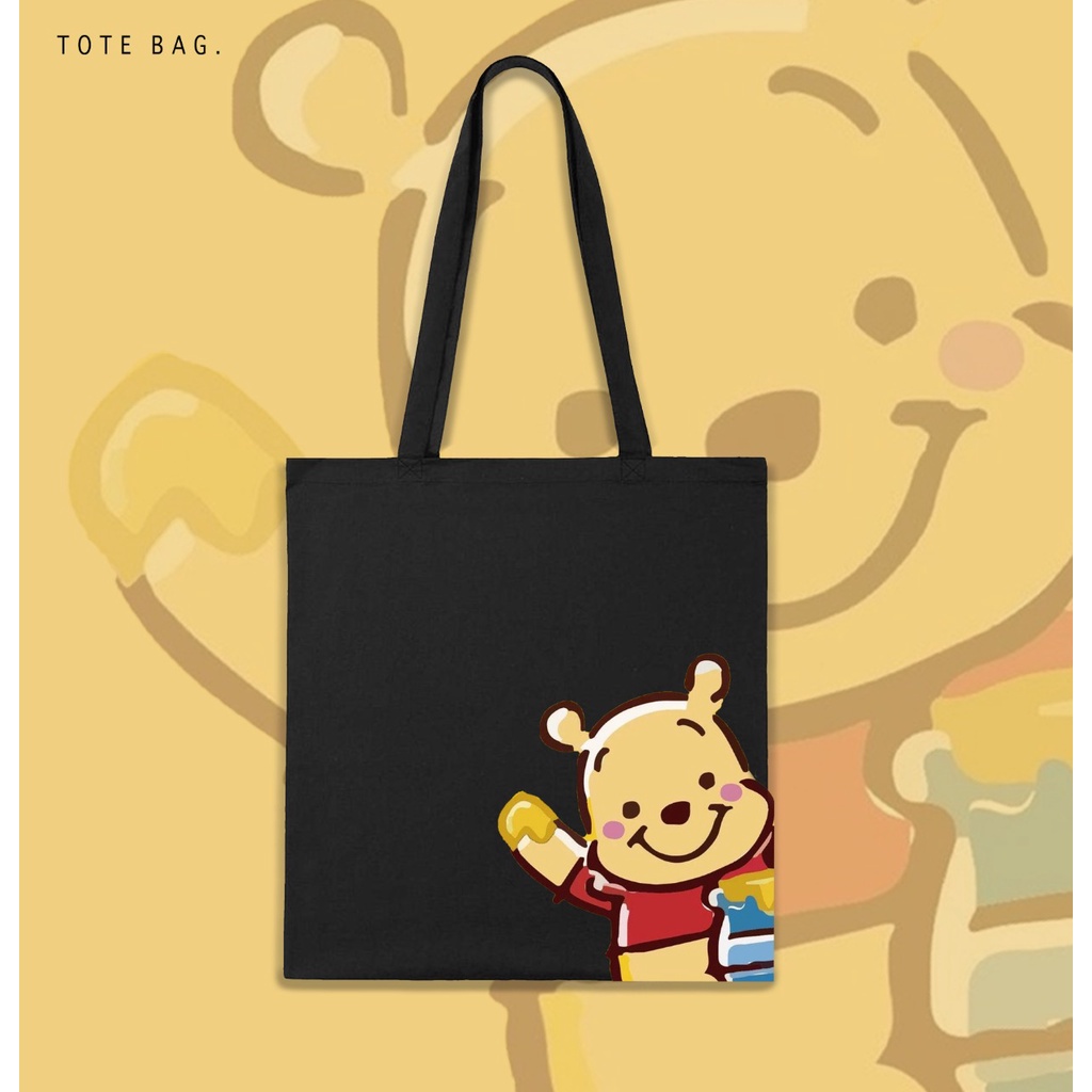 TOTE BAG WANITA / POOH KARAKTER / TAS LES / TAS SANTAI / TAS KULIAH / TAS KANVAS / TAS SOUVENIR