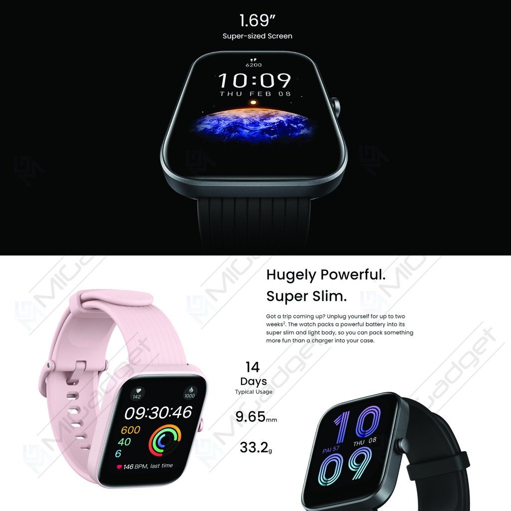 Amazfit Bip 3 Pro Smartwatch with GPS Jam Tangan Amazfit Garansi Resmi